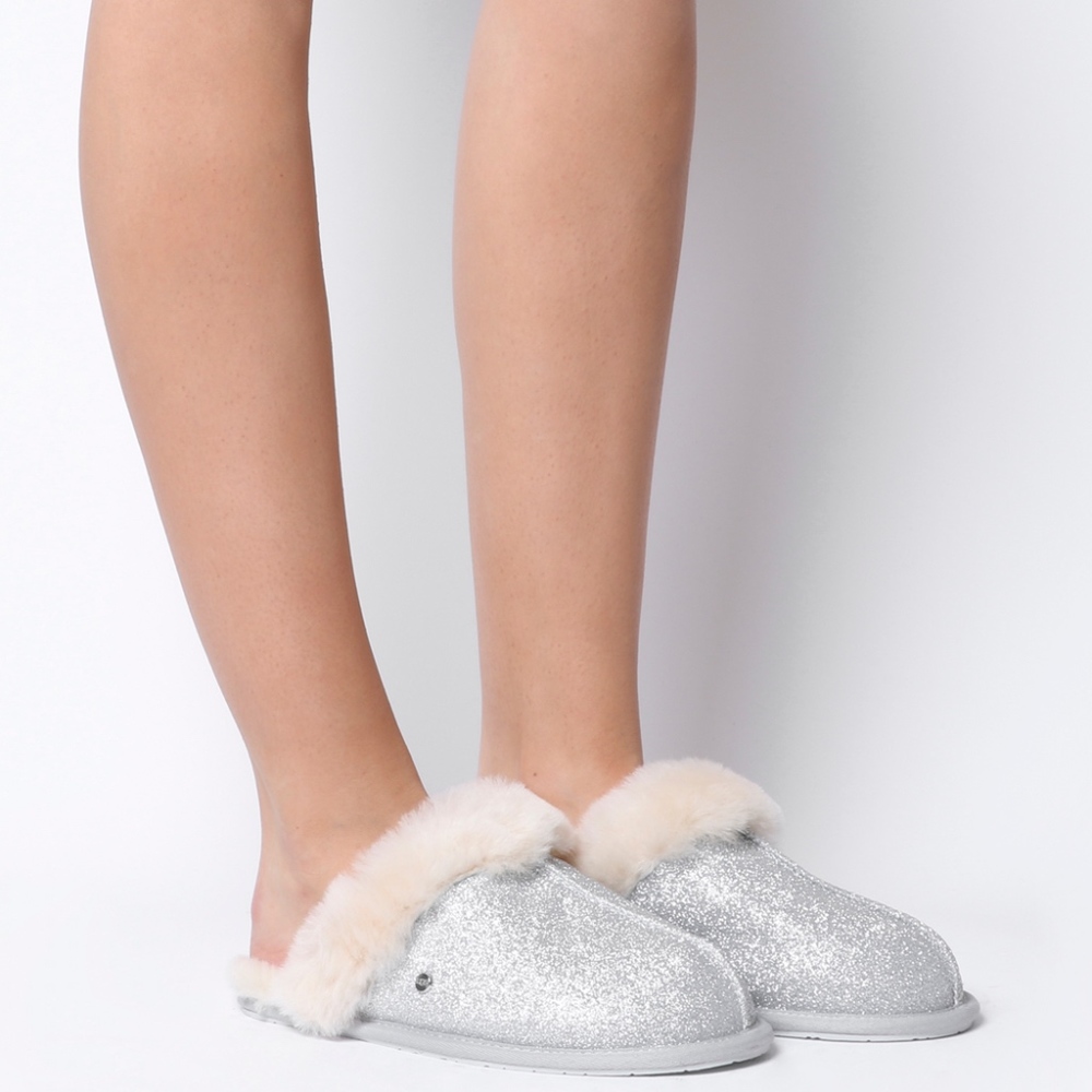 🌸🌷Scuffette II Sparkle in Silver Glitter Slide